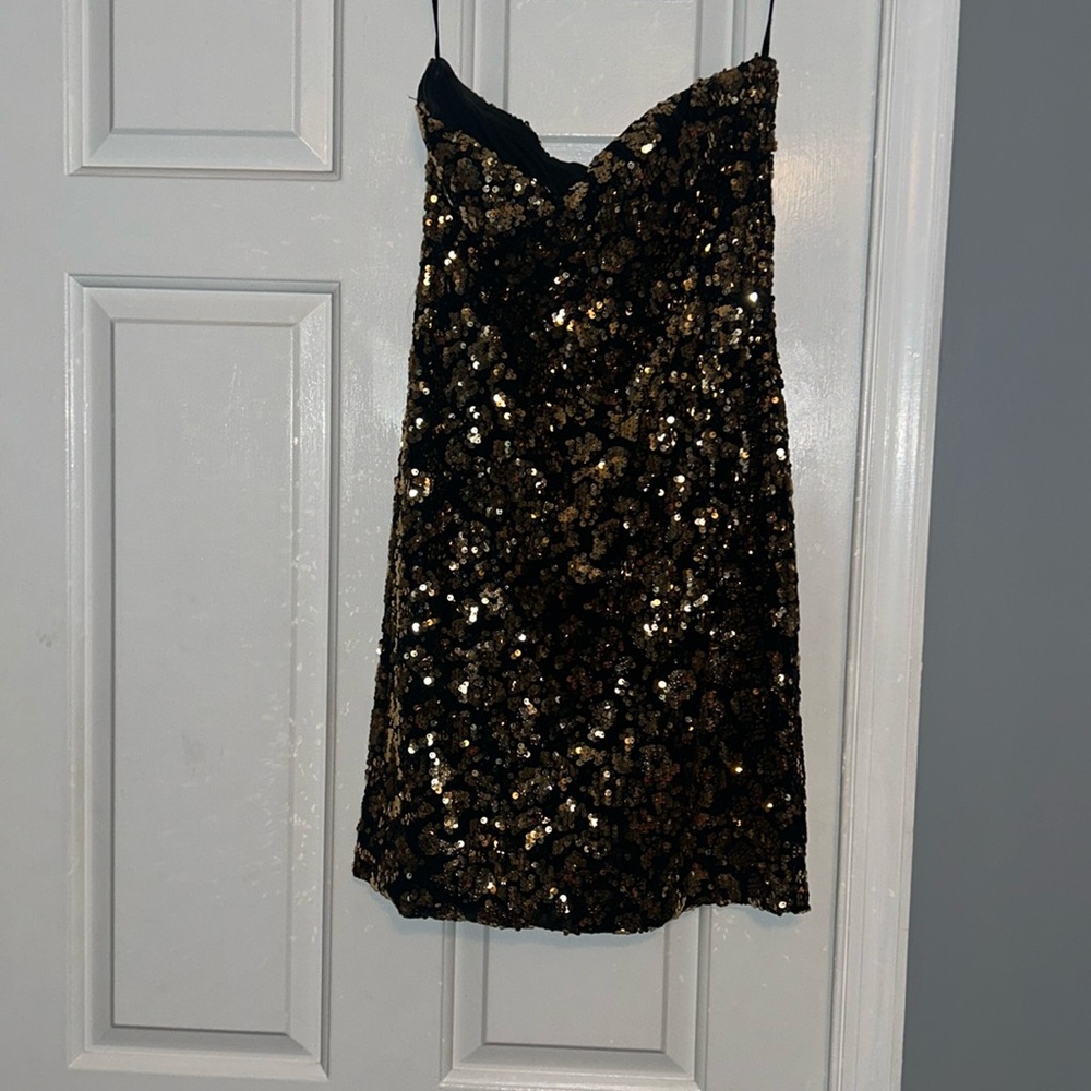 Sequin strapless, mini dress